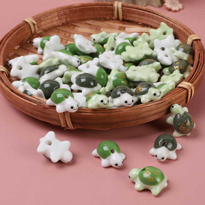 Fiasrel Cute hand-painted turtle ceramic beads