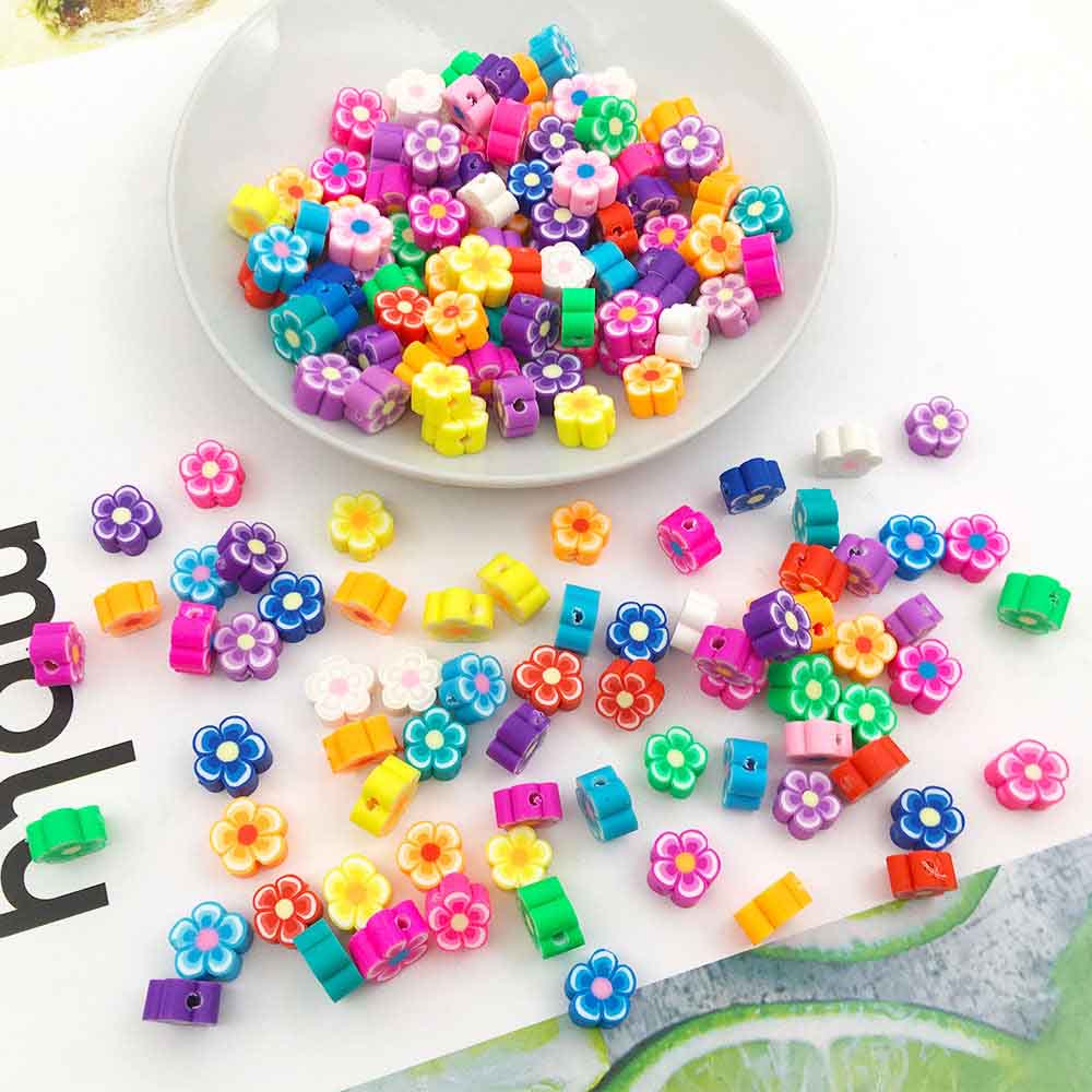 Fiasrel 100pcs Flower soft clay beads