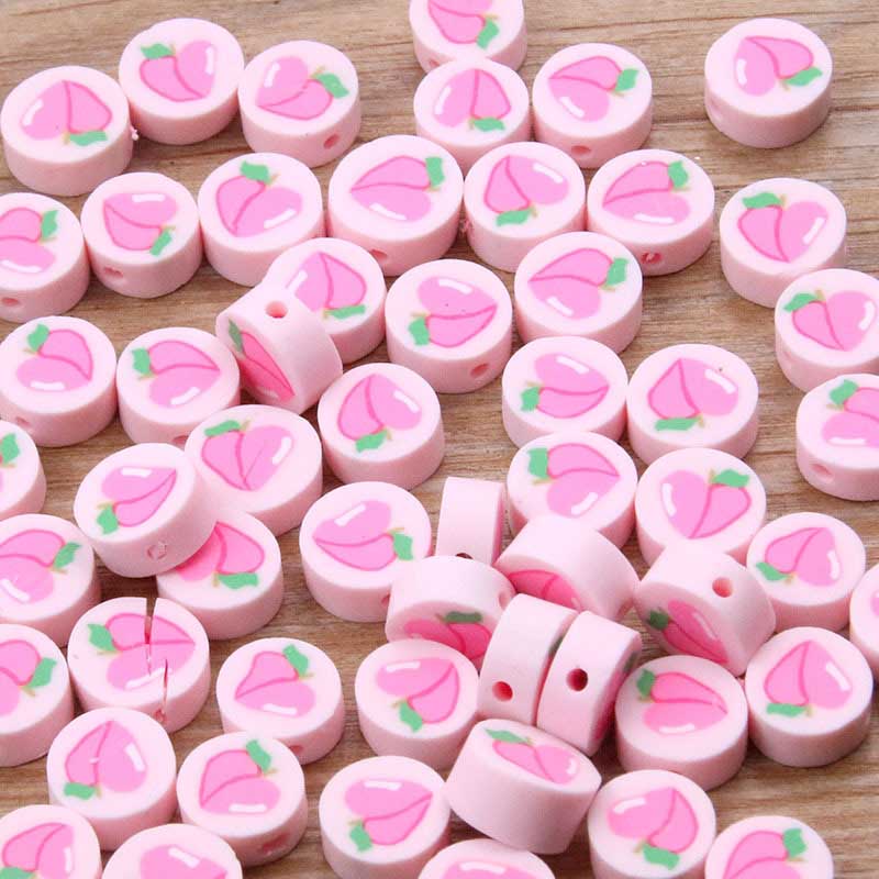 Fiasrel 20pcs Flower heart, peach heart, soft pottery pearl