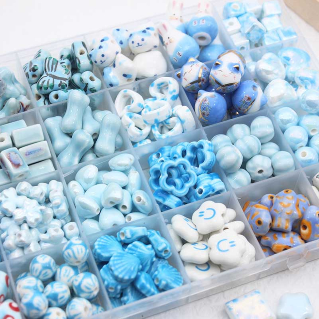 Fiasrel Blue fresh geometric ceramic beads