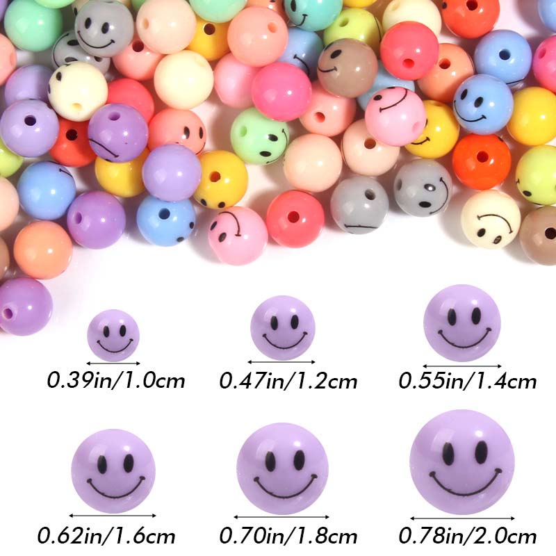 Fiasrel 10-18mm Colorful cartoon smiling face beads