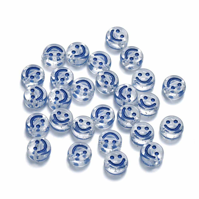 Fiasrel 100pcs Transparent colored smiley face beads