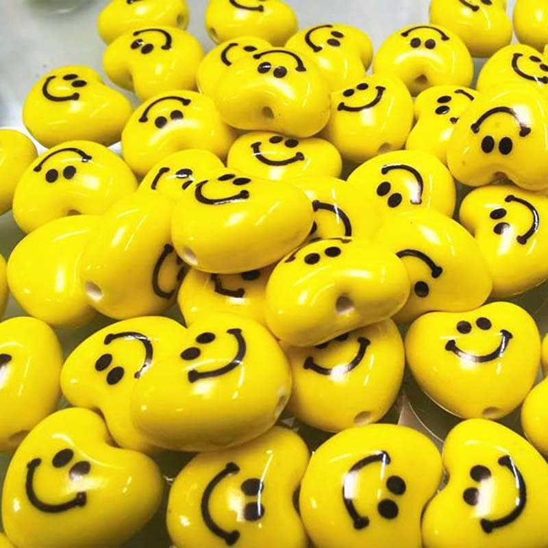 Fiasrel Ceramic plum blossom heart-shaped smiling face beads