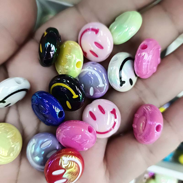 Fiasrel 16mm Double-sided smiling face beads