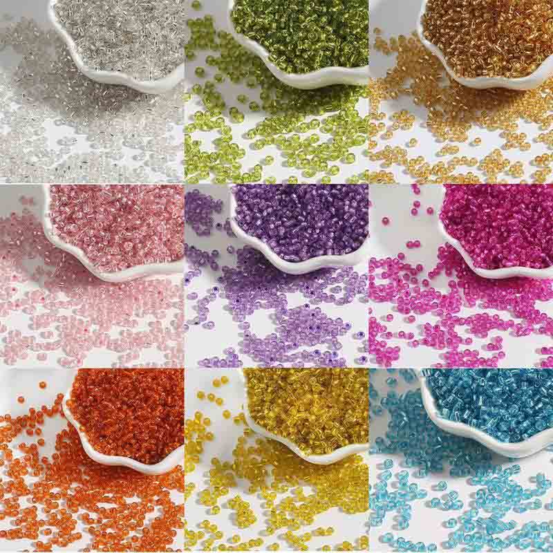 Fiasrel 2-4mm Transparent Silver-Lined Seed Beads , Handmade Glass Decorative Beads 