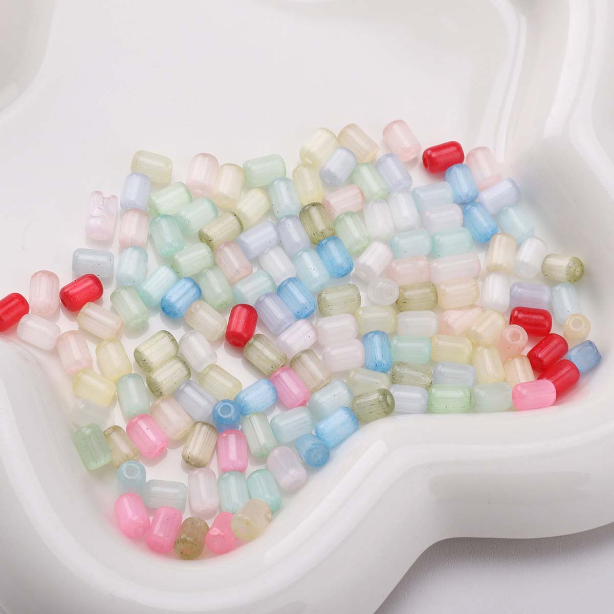 Fiasrel 10g Glass Cat's Eye Seed Beads - Barrel Shaped with Silk Finish