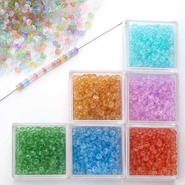 Fiasrel 2*4mm Ice-Transparent Seed Beads DIY Handmade Beading Supplies