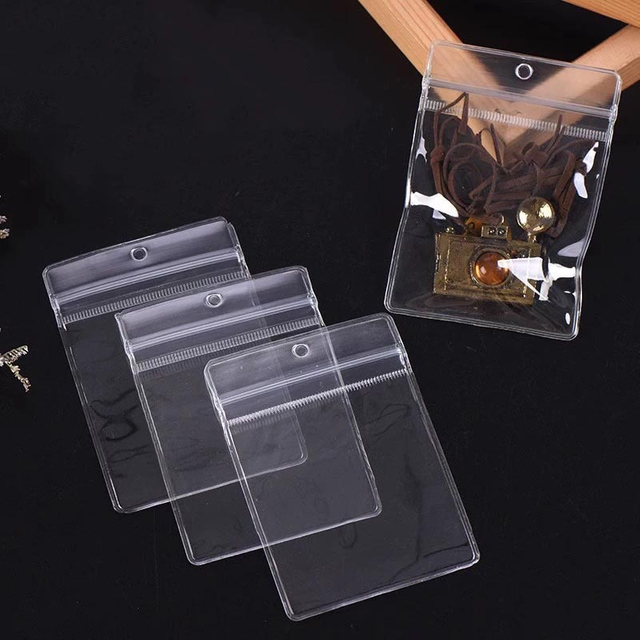 Fiasrel 5pcs Transparent sealed PVC jewelry bag with holes