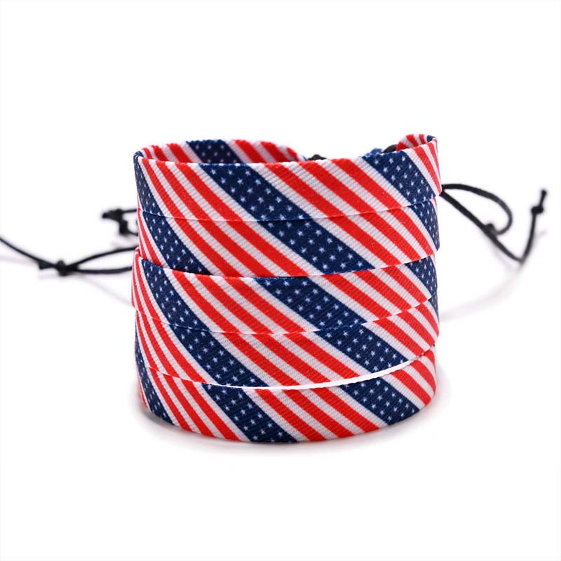 Fiasrel 2pcs National flag fabric woven bracelet