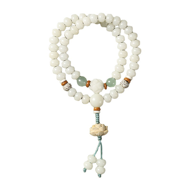 Fiasrel White jade Bodhi lotus bracelet