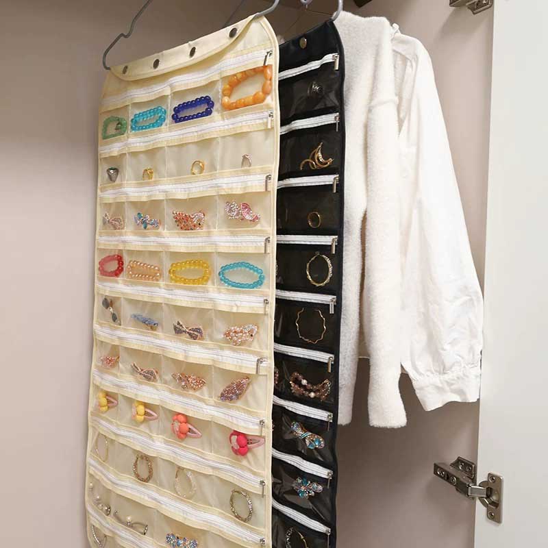 Fiasrel 80grids Jewelry bag hanging storage and hanging bag