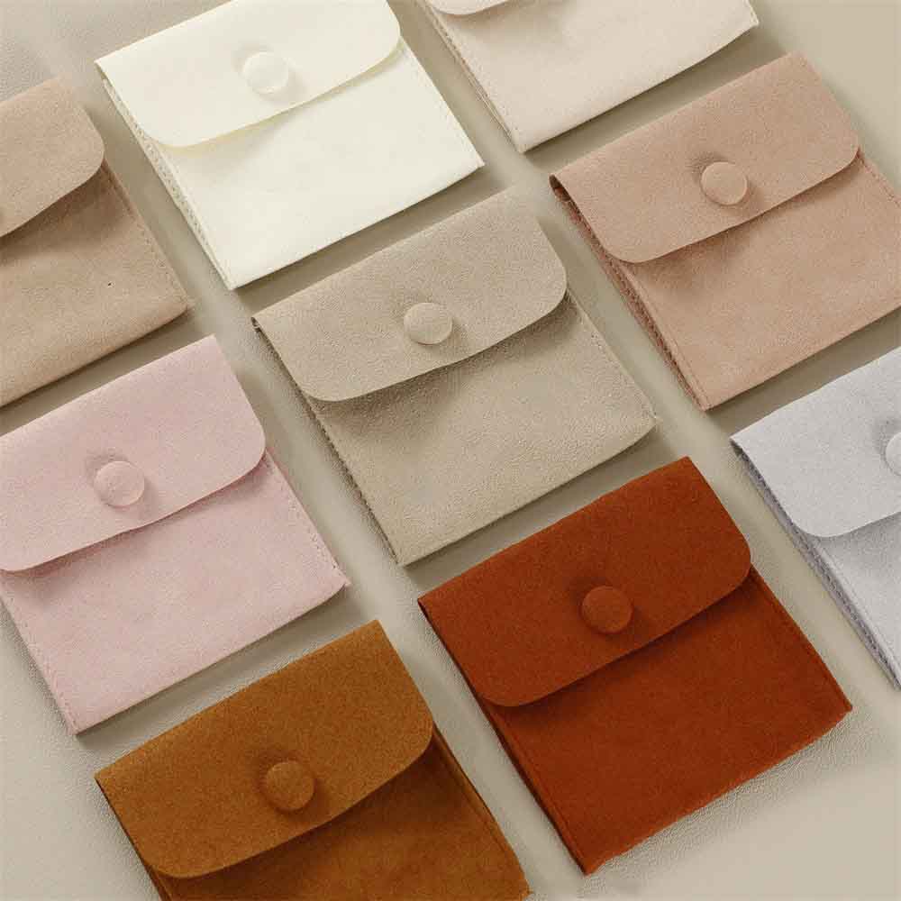 Fiasrel 8*8cm 10pcs Super-fiber snap jewelry bag
