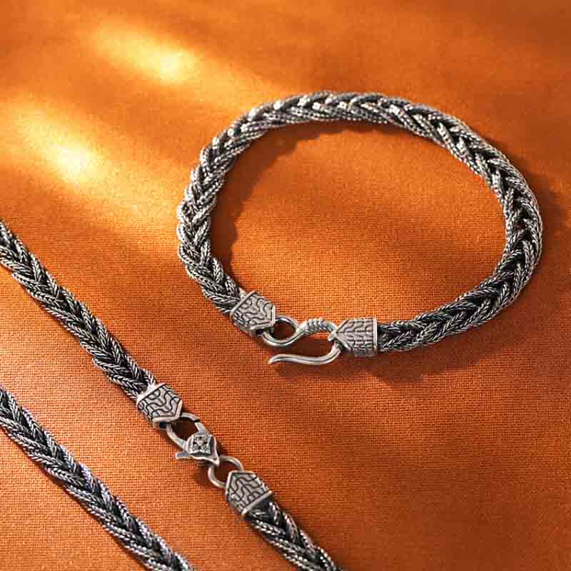 Fiasrel Jewelery Chain Braided Handmade Jewelry Men Bracelet Retro Vantage Bracelets