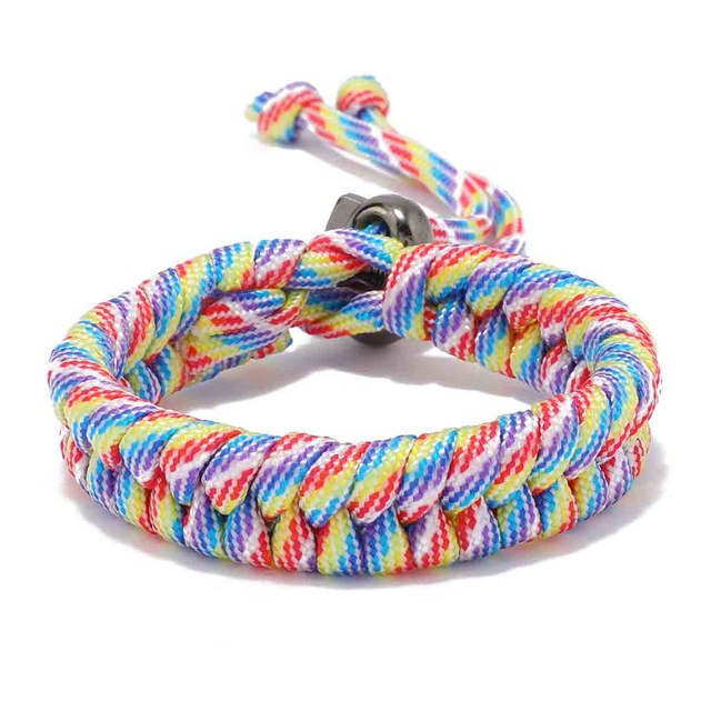 Fiasrel Handmade Nylon Rope Outdoor Paracord Survival Camping Camouflage Bracelet Handcrafted Woven Bracelet