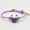 Fiasrel Lovely Colorful Lucky Cat Bracelet Simple Handmade Braid Rope Bracelet Cute Ceramic Cat Bracelet 