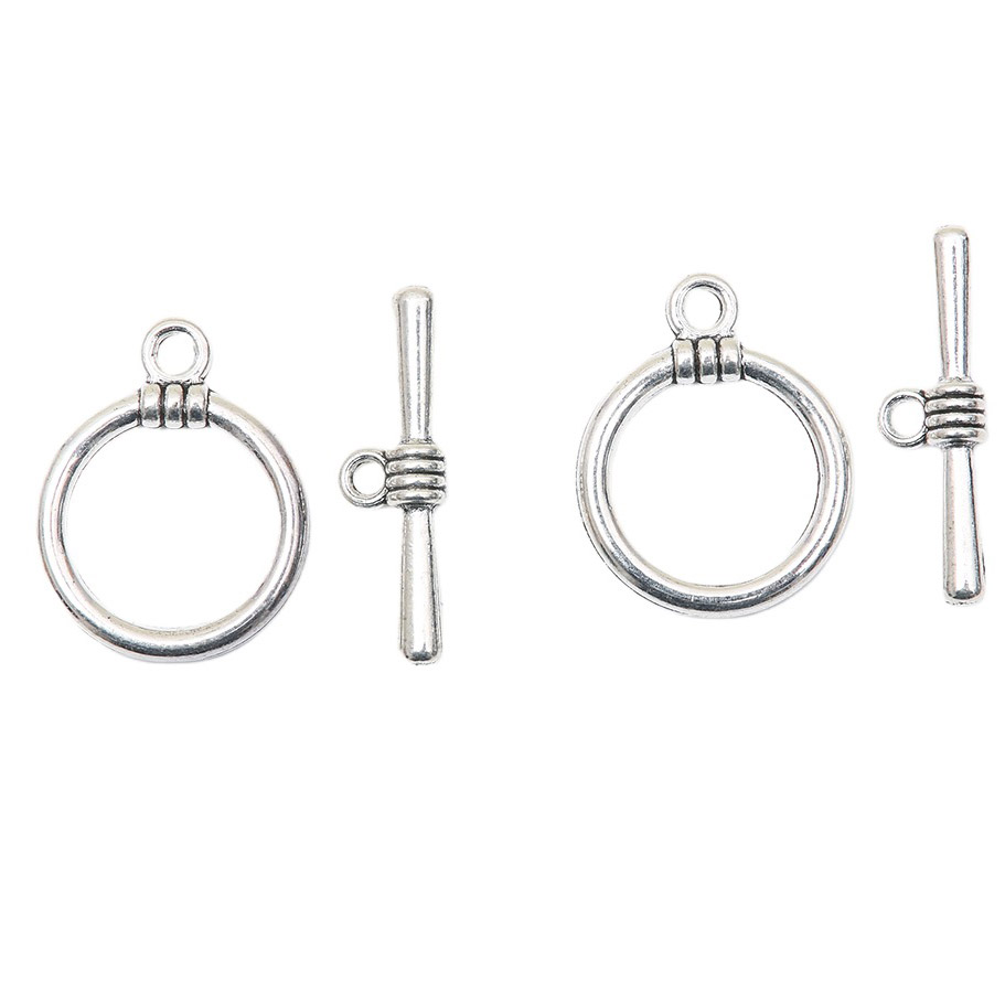 Fiasrel 10pcs Antique Silver OT Clasps Faste Toggle Clasps Round Metal Clasps Hooks Jewelry Making Findings