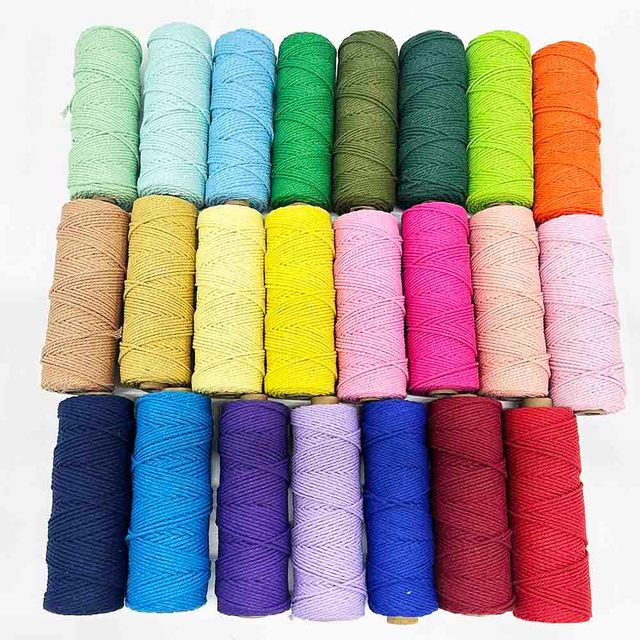 Fiasrel 2mm 23rolls 110yards/roll Cotton Rope Macrame Cord Yarn Kit