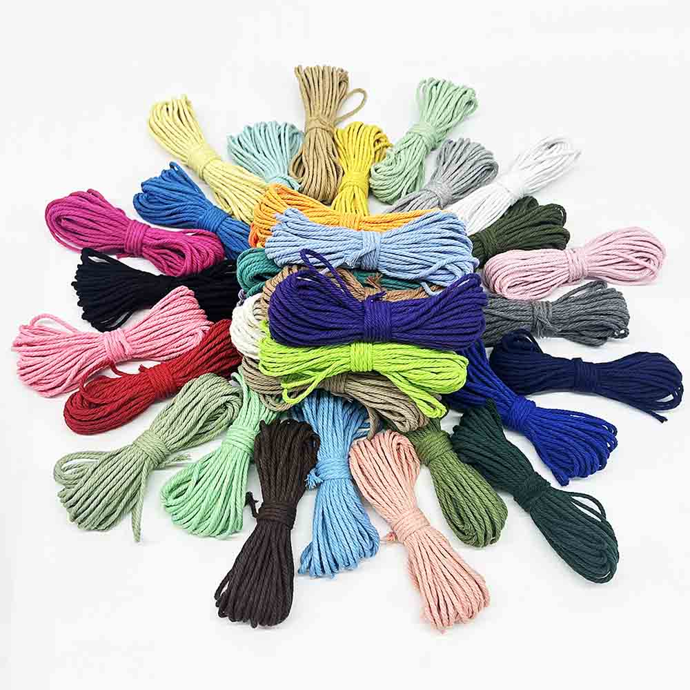 Fiasrel 3mm 42pcs 10yards/pcs Twisted Cotton String Rope Macrame Twine Cord Kit