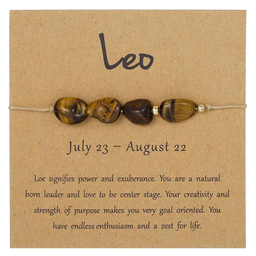 Fiasrel Jewelry Handmade Braided Adjustable Zodiac Charm Bracelet 12 Zodiac Sign Stone Beaded Bracelet