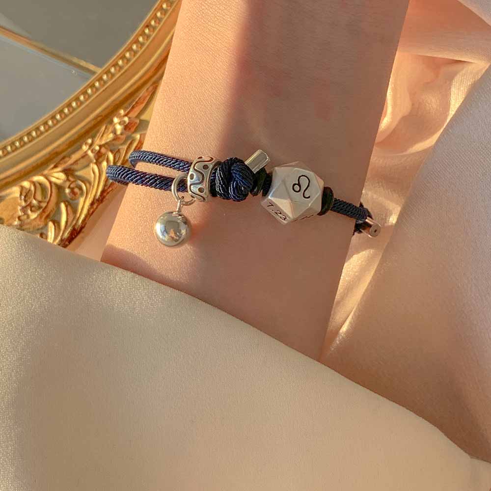 Fiasrel Zodiac Sign Bracelet Birthday Gift Lovers Retro Couple 12 Zodiac Rope Bracelet