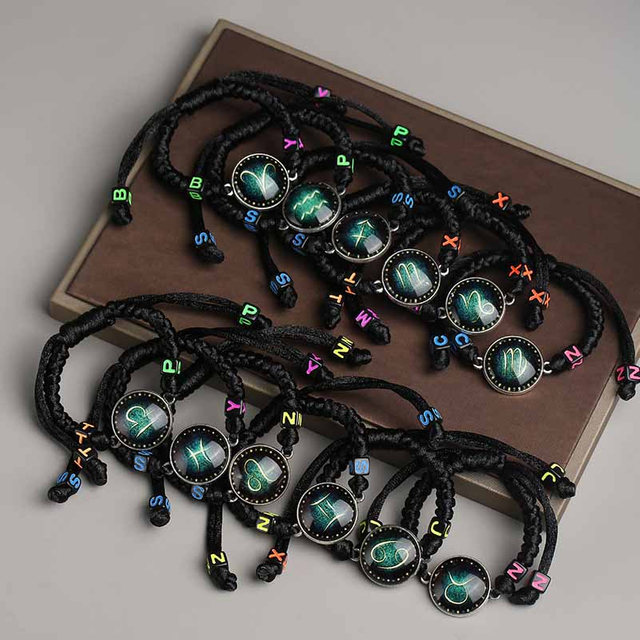 Fiasrel 12 Constellations Fashion Hand-woven Rope Bracelet European Jewelry Couple Bracelet