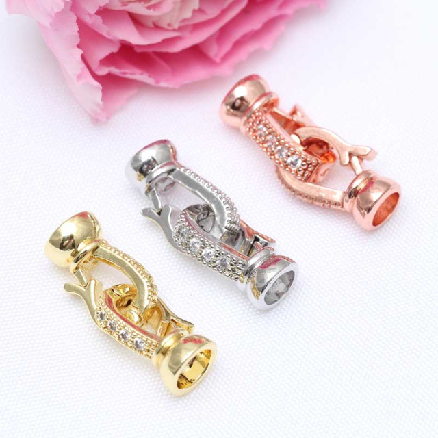 Fiasrel 5pcs Pearl Necklace Clasp Micro-set Clasp Ladder Square Clasp DIY Necklace Bracelet Clasp 22 * 7mm