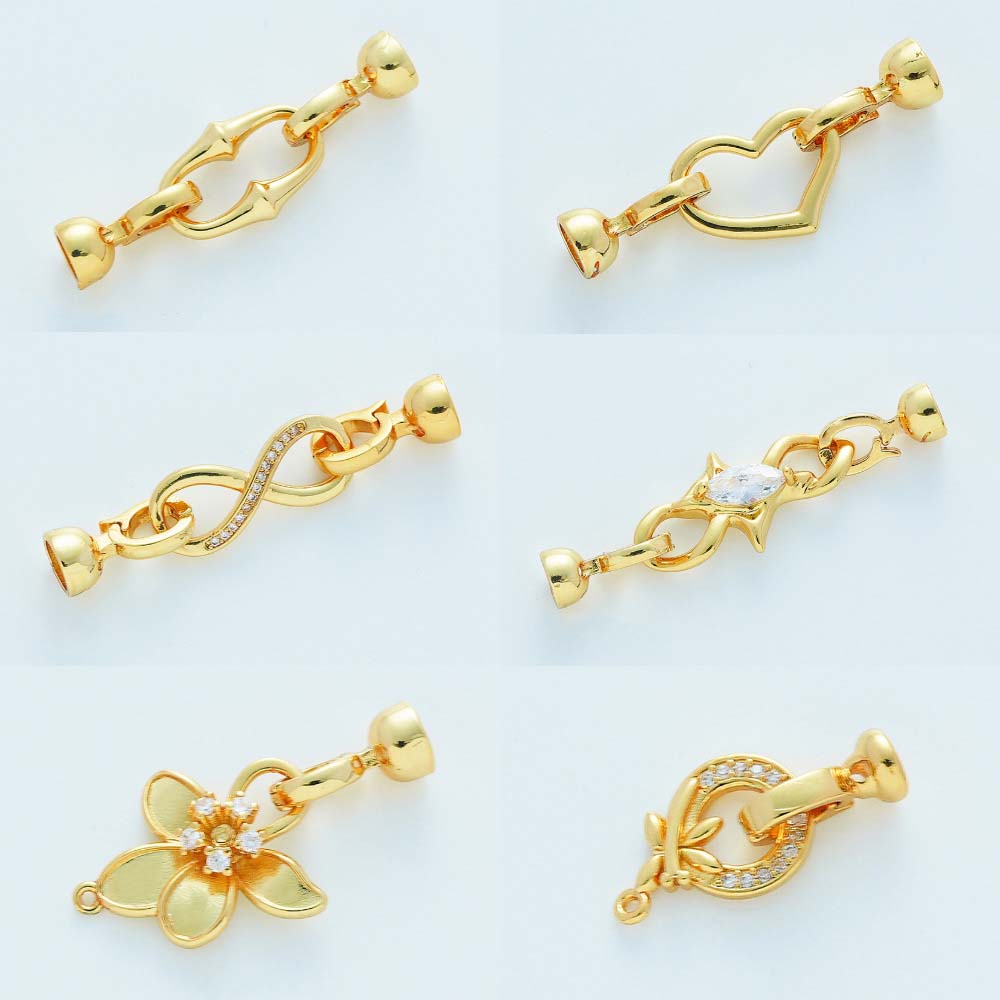 Fiasrel 2pcs 18K Copper Jewelry Making Supplies Buckle Lobster Pearl Necklace Clasps for Jewelry Making