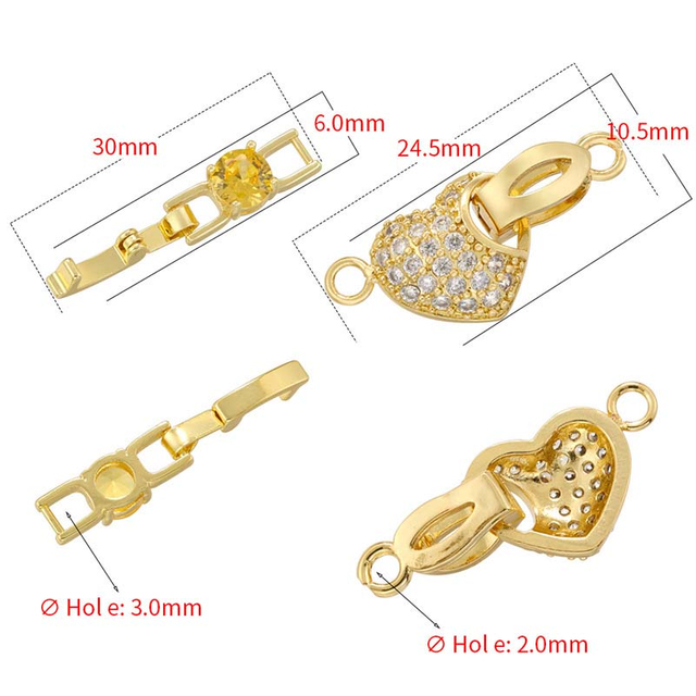 Fiasrel 2pcs Fashion Jewelry Accessories Silver Gold Plated Copper Flower Heart Connector Clasp