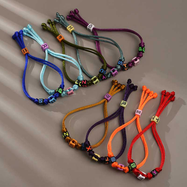 Fiasrel 12Colors Lucky Constellation Signs Handmade Woven Adjustable Bracelet Nylon Rope Dragon Knot Beads Bracelets