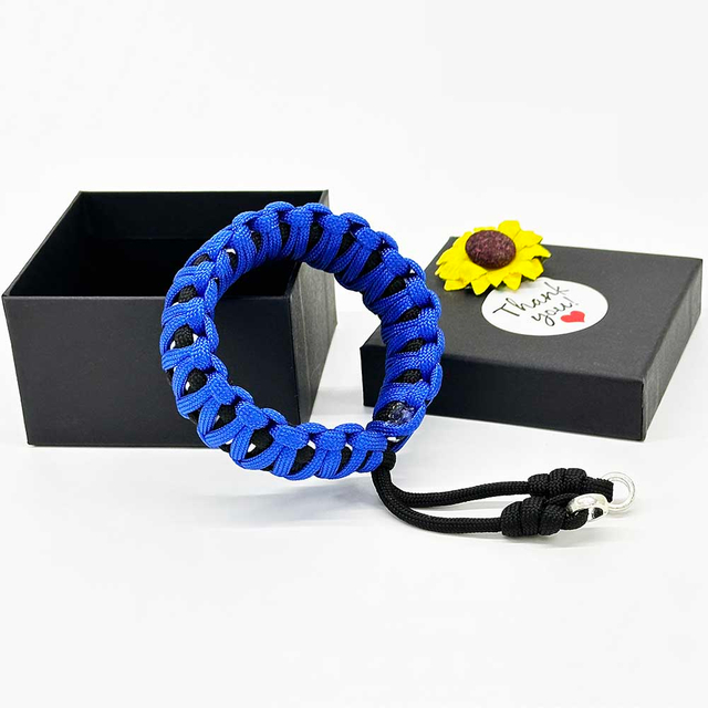Fiasrel Woven Adjustable Knit Blue Color Survival Paracord Bracelet