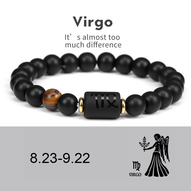 Fiasrel 8mm Beads Zodiac Bracelet Stone Star Sign Astro Horoscope Bracelet