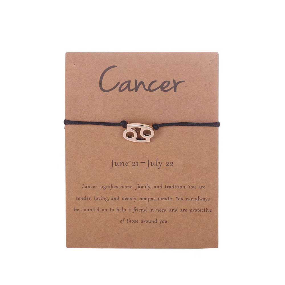 Fiasrel Alloy Horoscope Bracelet 12 Zodiac Jewelry Make A Wish Knotted Bracelet with Card