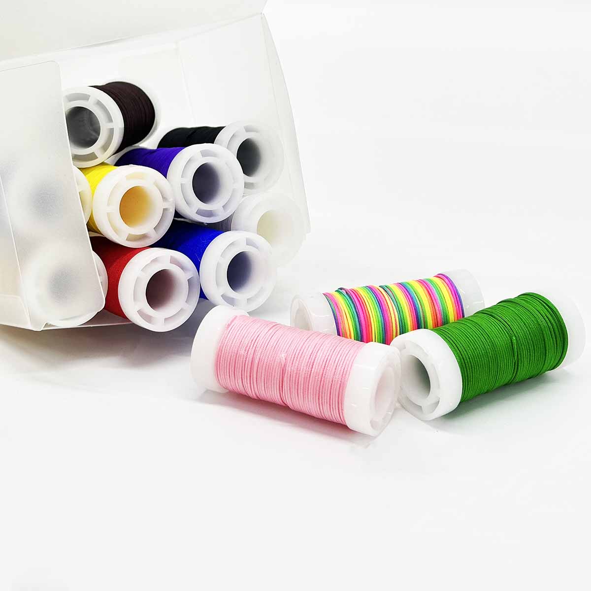 Fiasrel No.72 0.8mm 12rolls/set 12colors Nylon Boxed Jade Thread Braided Rope