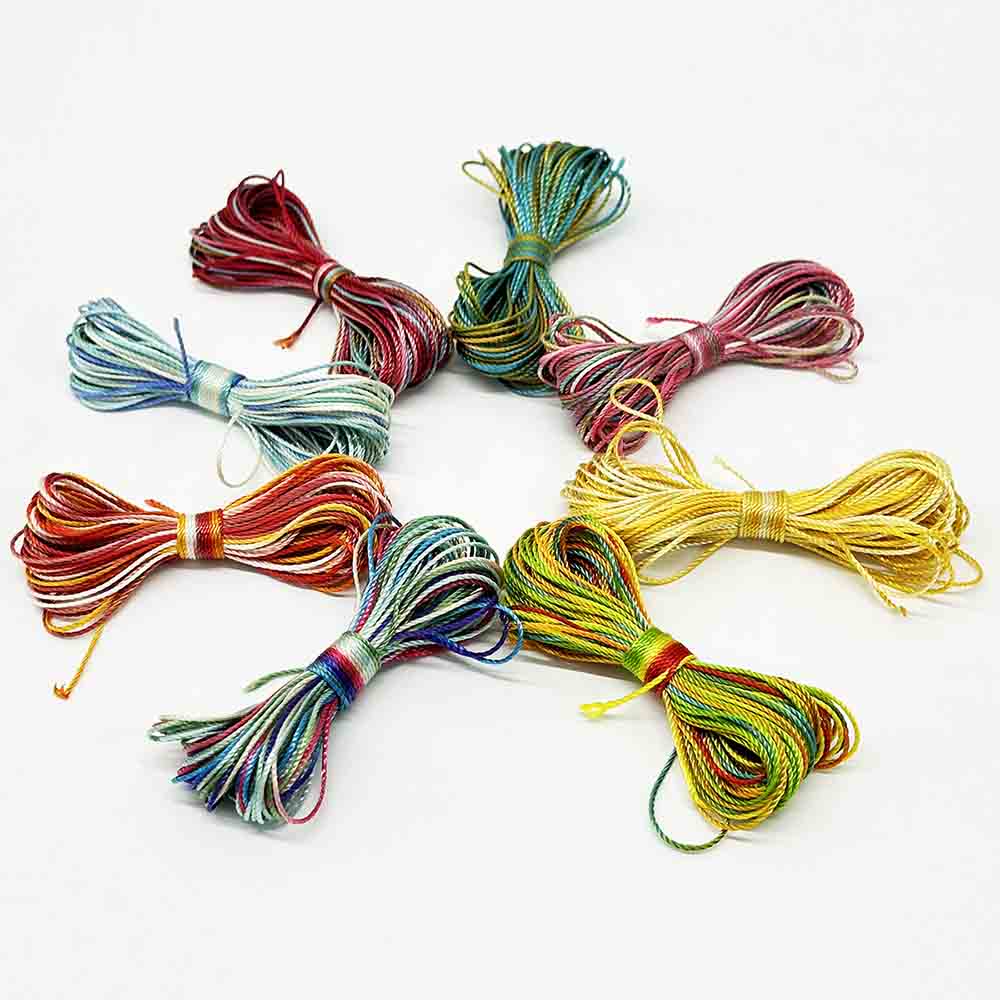 Fiasrel 8pcs/set 18 Strands 100% Polyester Thread Weaving Crafts Multi Color Sewing Threads Polyester Rainbow Thread