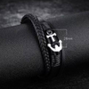 Fiasrel Leather Braided Men's Bracelet Titanium Steel Anchor Bracelet Ethnic Style Jewelry Bracelet