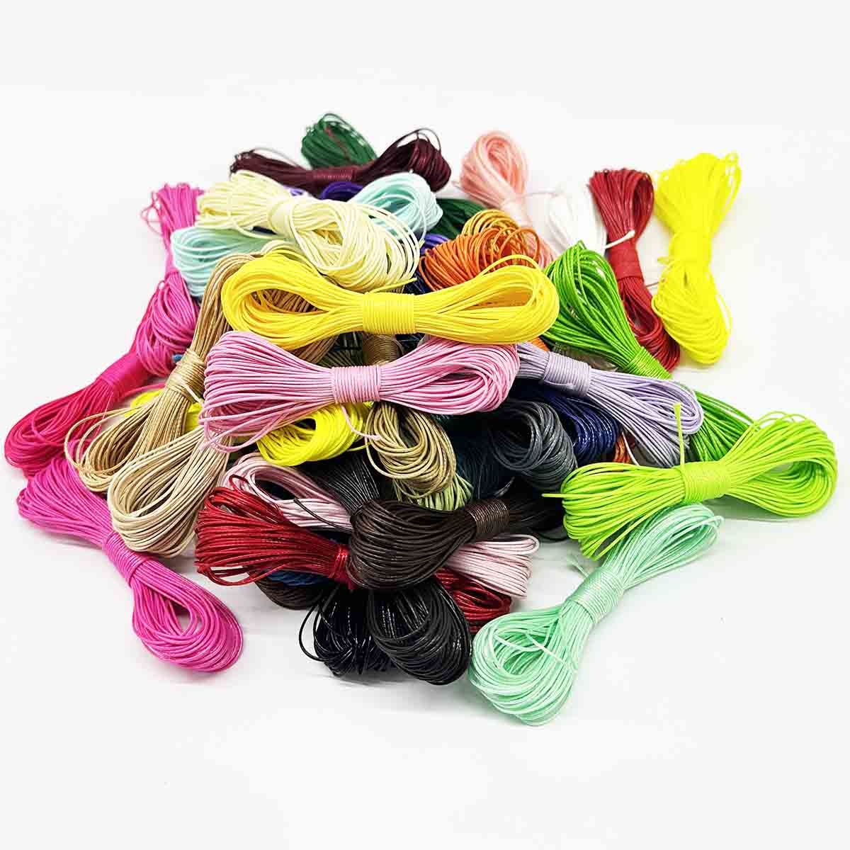Fiasrel 0.5mm Waxed Cord Kit: 44color 10yards 200pcs Beads Wax Cord String Set