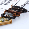 Fiasrel 4pcs/set Multi Layers Stone Beads Believe Braided Leather Bracelet Kit Cowhide Feather Bracelet Set