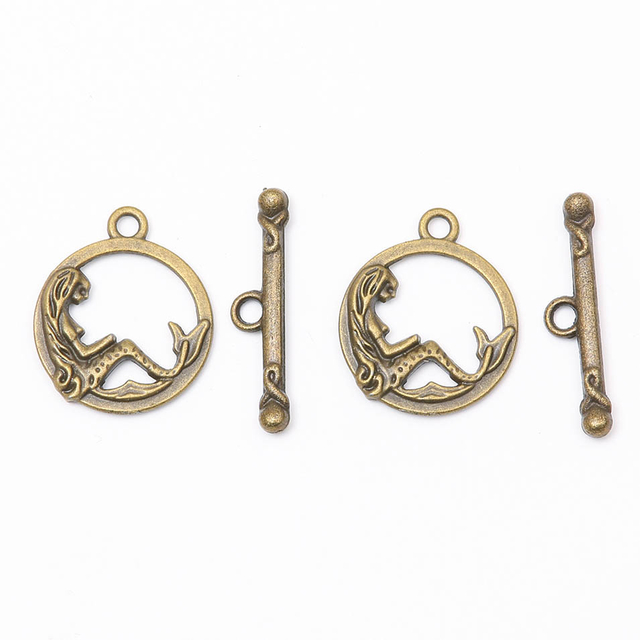 Fiasrel 10pcs Zinc Alloy Mermaid Charms OT Clasps