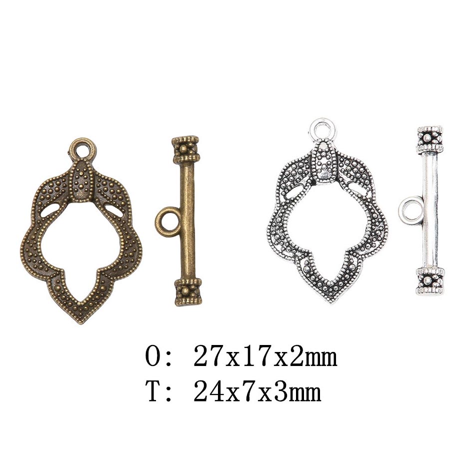 Fiasrel 10pcs Silver Plated Toggle Clasp T-O Clasp Metal Charms Jewelry