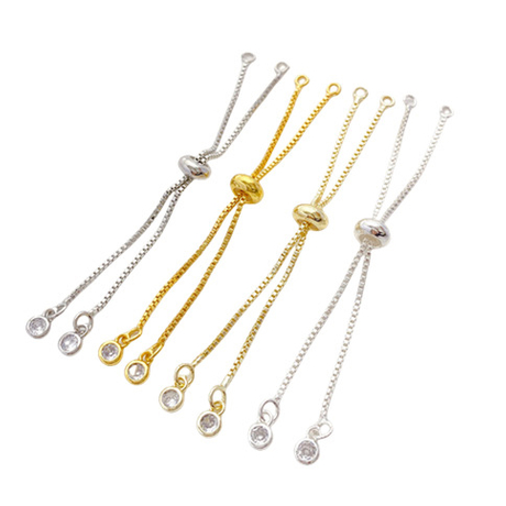 Fiasrel 10pcs Copper Bracelet Small Gold Frosted Beads Adjustable Box Chain DIY Ring Accessories Slider Extender Chain