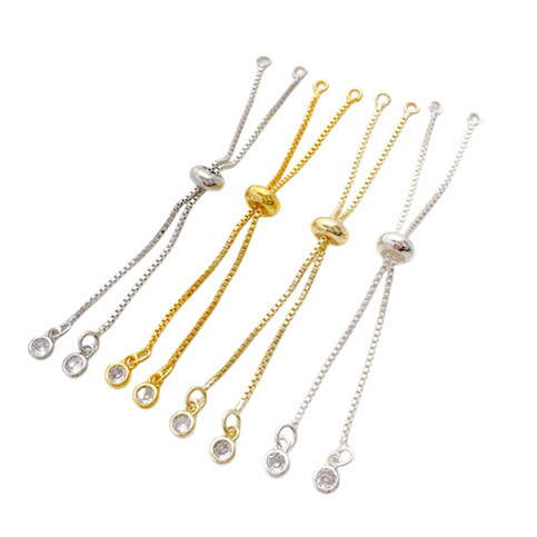 Fiasrel 10pcs Copper Bracelet Small Gold Frosted Beads Adjustable Box Chain DIY Ring Accessories Slider Extender Chain