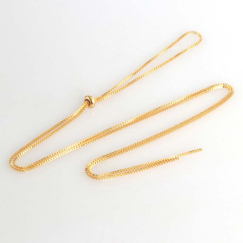 Fiasrel 1m Adjustable Bracelet 18K Gold Plated Anti-allergy Chain Round Beads Pull-out Brass Jewelry Female