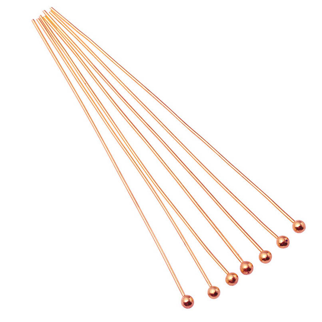Fiasrel 100pcs Rose Gold Plated Double Eyes Pin Earring Posts Ball Head Needles for DIY Jewelry Making