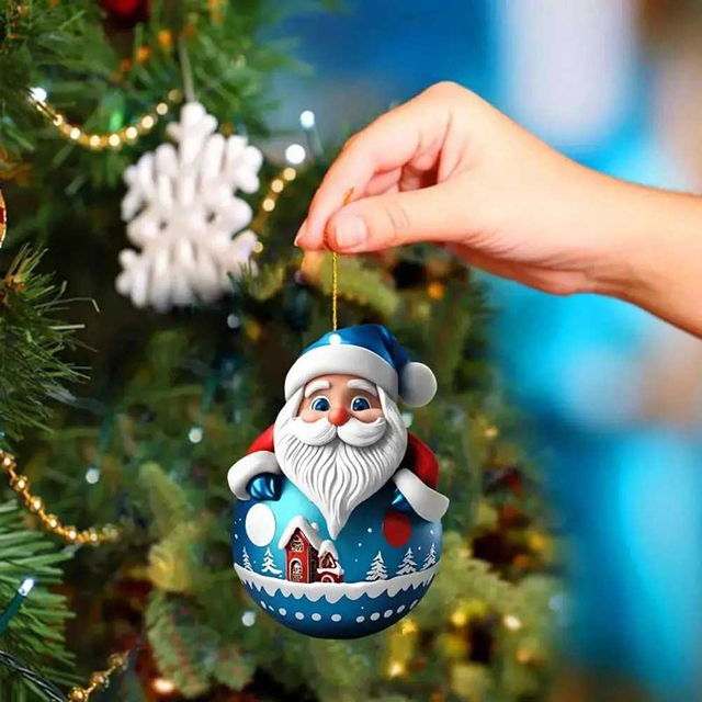 Fiasrel 5pcs Santa Claus Pendants Acrylic Decorative Christmas Tree Hanging Ornaments