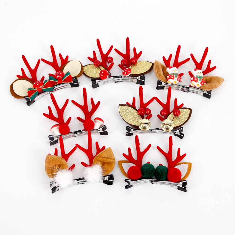 Fiasrel 1Pair Christmas Hair Clips Reindeer Antlers Xmas Hairpins Deer Antler Hair Clip for Christmas Decorative