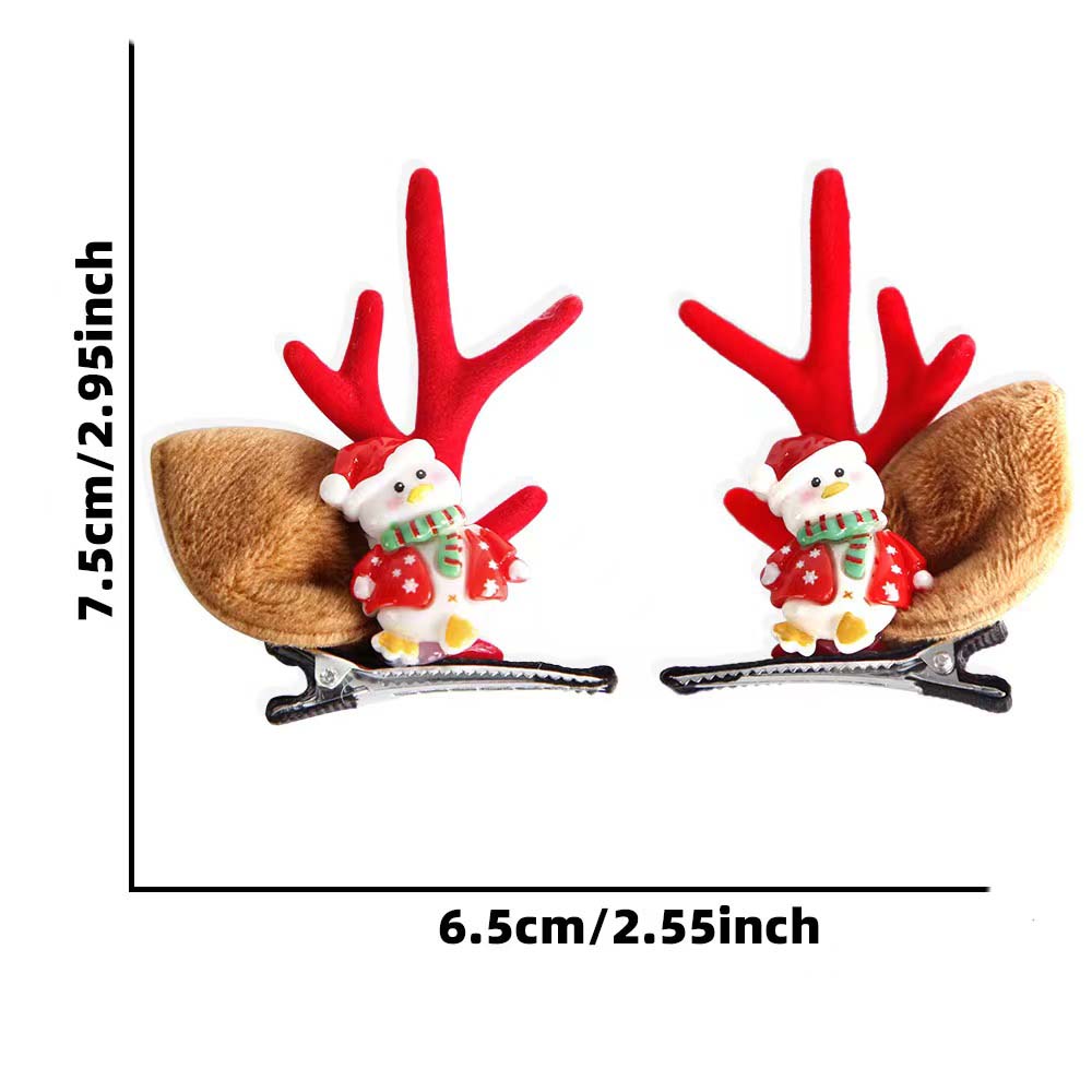 Fiasrel 1Pair Christmas Hair Clips Reindeer Antlers Xmas Hairpins Deer Antler Hair Clip for Christmas Decorative