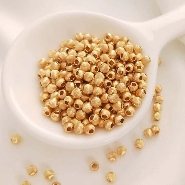 Fiasrel 20pcs 3-10mm 14K Gold Cat's Eye Spiral Beads Round Brass Jewelry Beads
