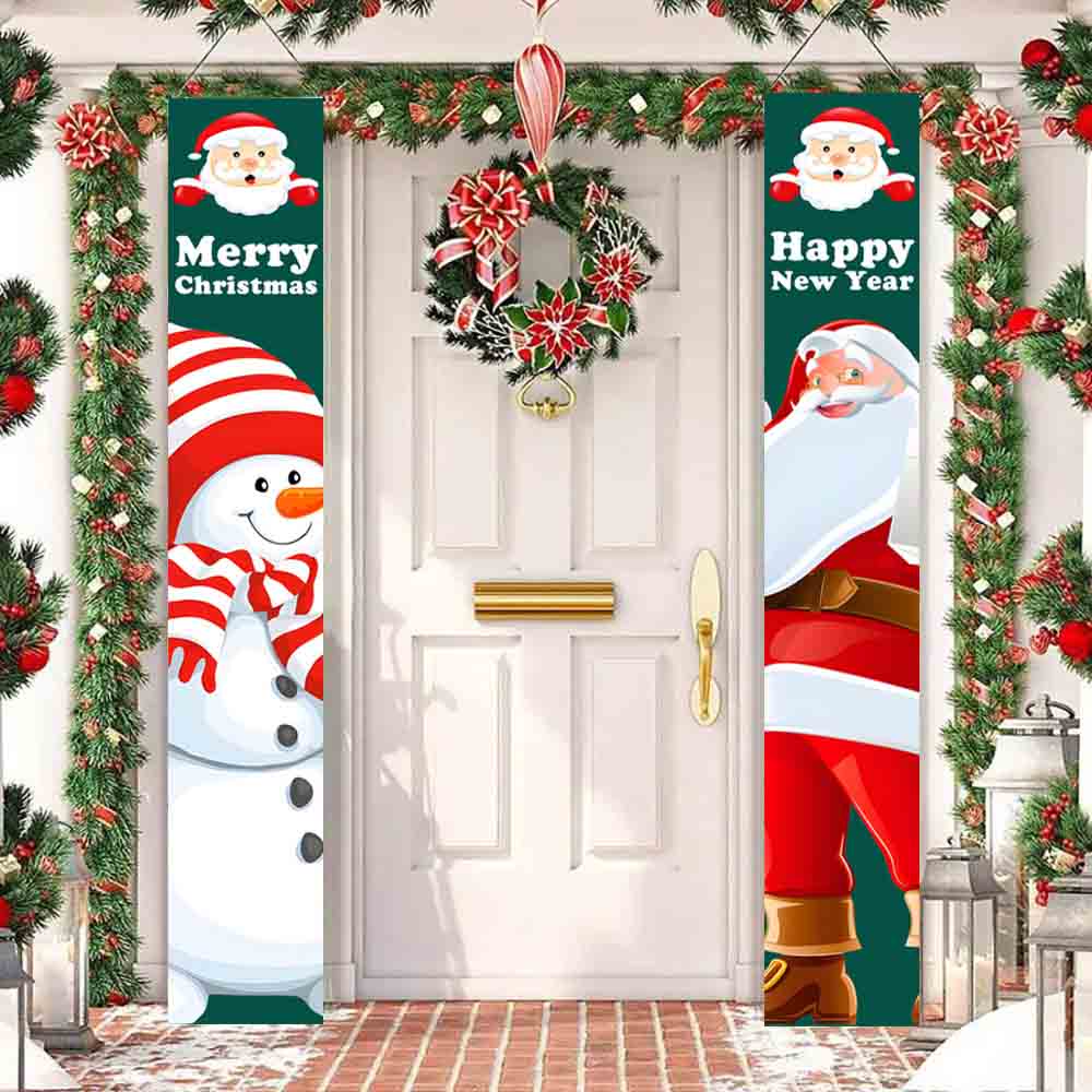 Fiasrel Christmas Couplet Holiday Party Porch Flags Merry Christmas Decorative Couplet Curtain Banner