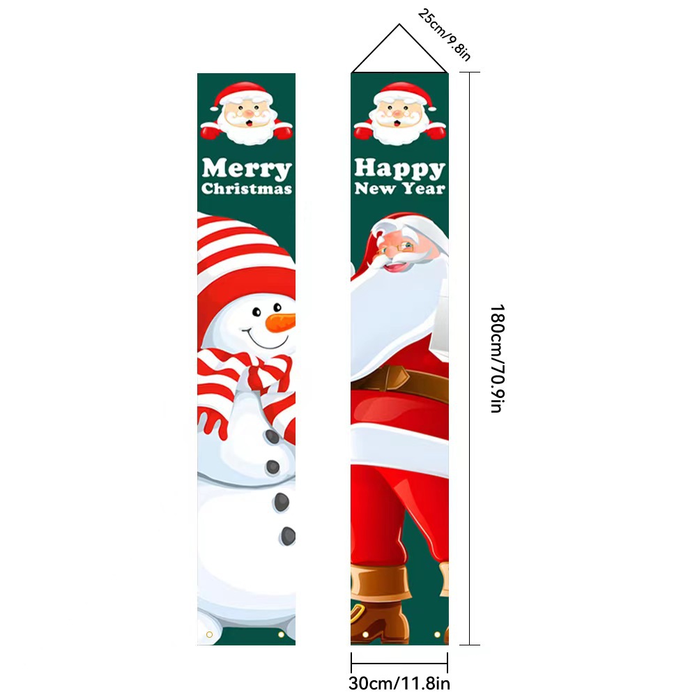 Fiasrel Christmas Couplet Holiday Party Porch Flags Merry Christmas Decorative Couplet Curtain Banner