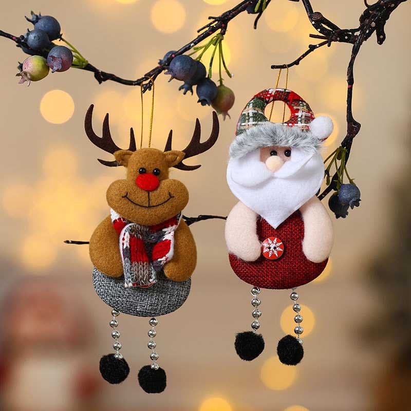 Fiasrel 1/4pcs Christmas Ornaments Santa Claus Snowman Hanging Tree Toy Doll Winter Holiday Home Decorations Kids Gifts